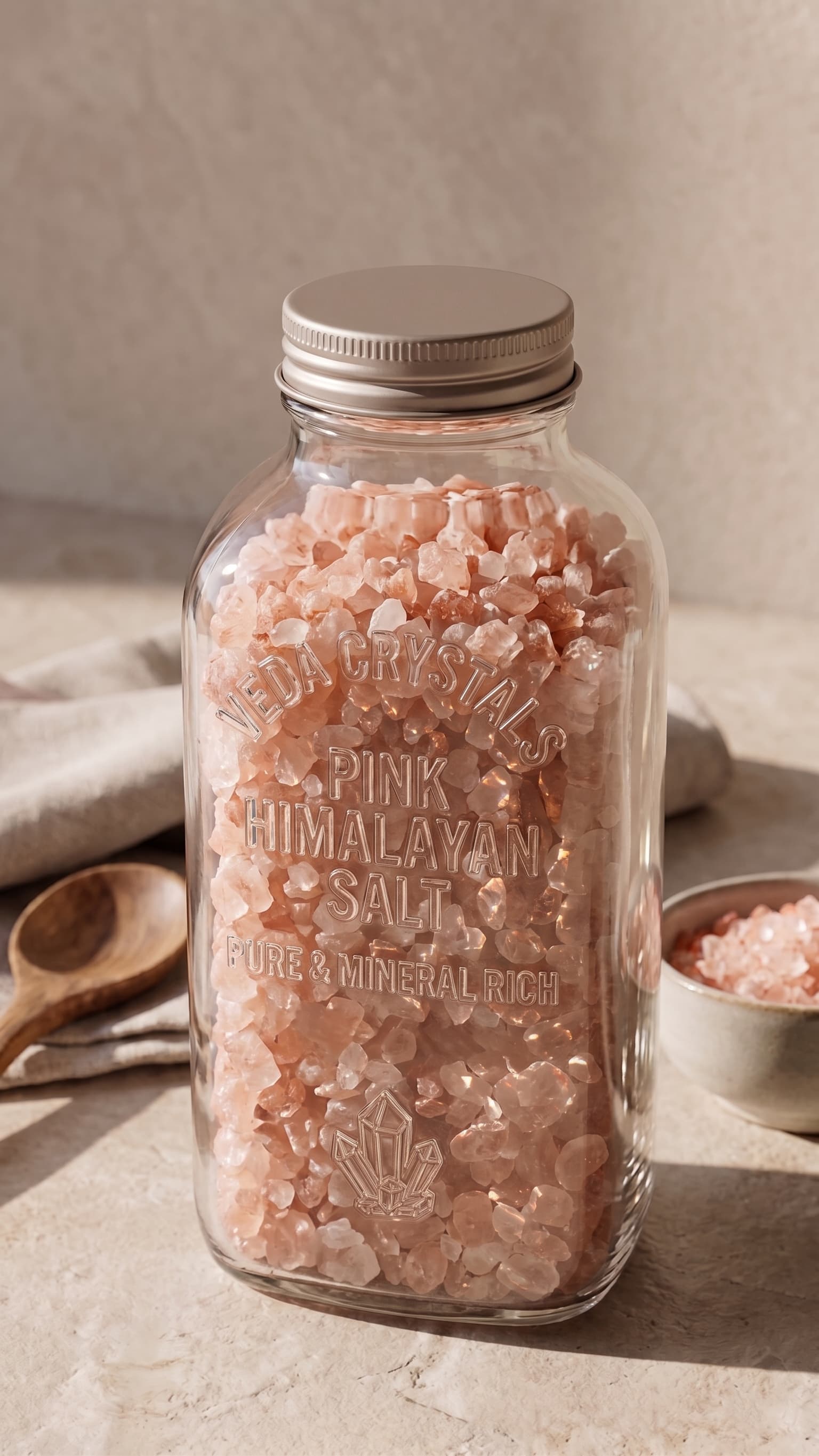 Apothecary glass jar with screwtop and embossed label